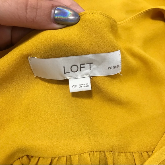 Loft Yellow V-Neck Blouse - Picture 5 of 6